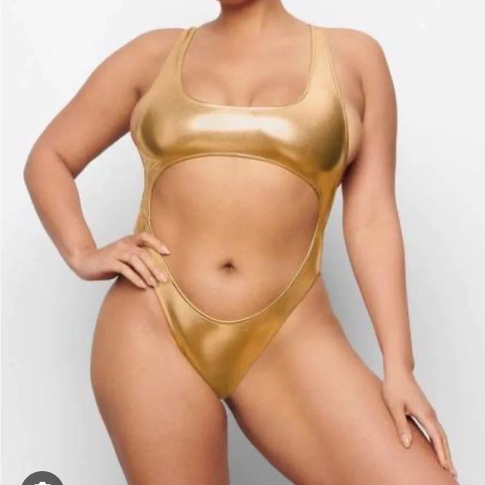 SKIMS Metallic Swim Cut Out Monokini NWT